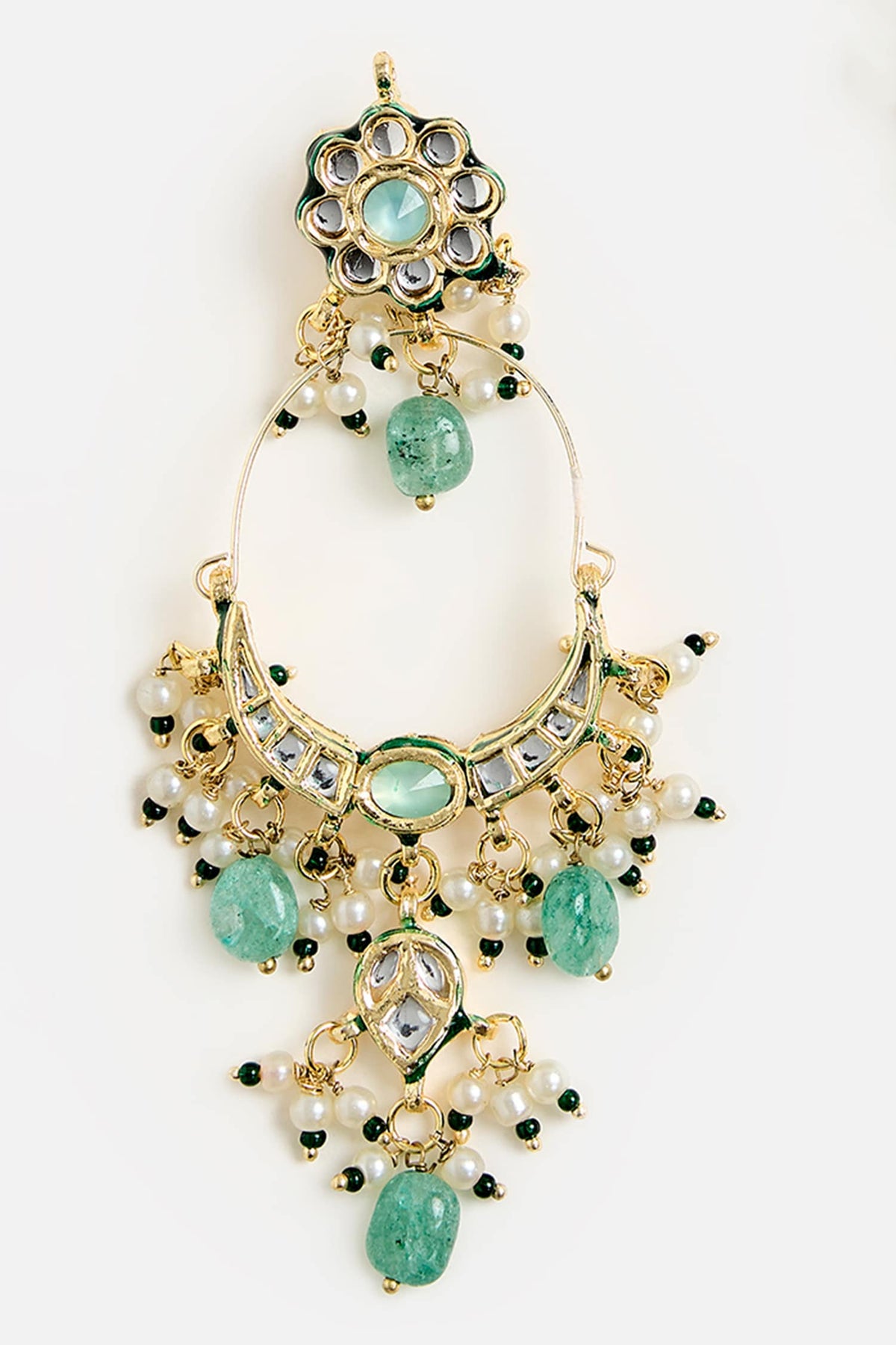 Emerald & Kundan Chandbali Earrings 