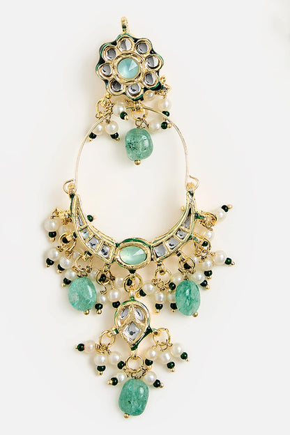 Emerald & Kundan Chandbali Earrings 
