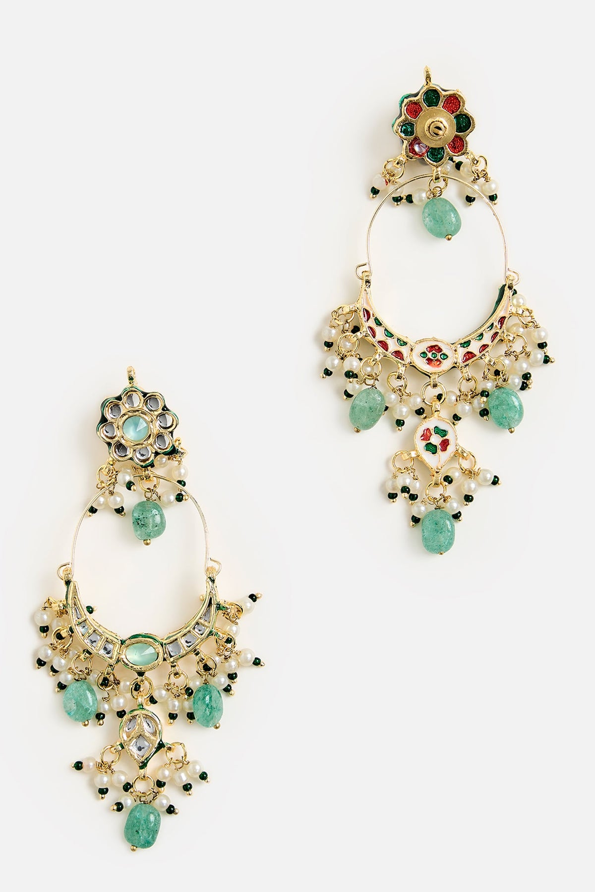 Emerald & Kundan Chandbali Earrings 