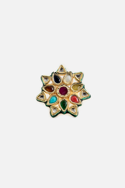 Multicolor Kundan Statement Ring 