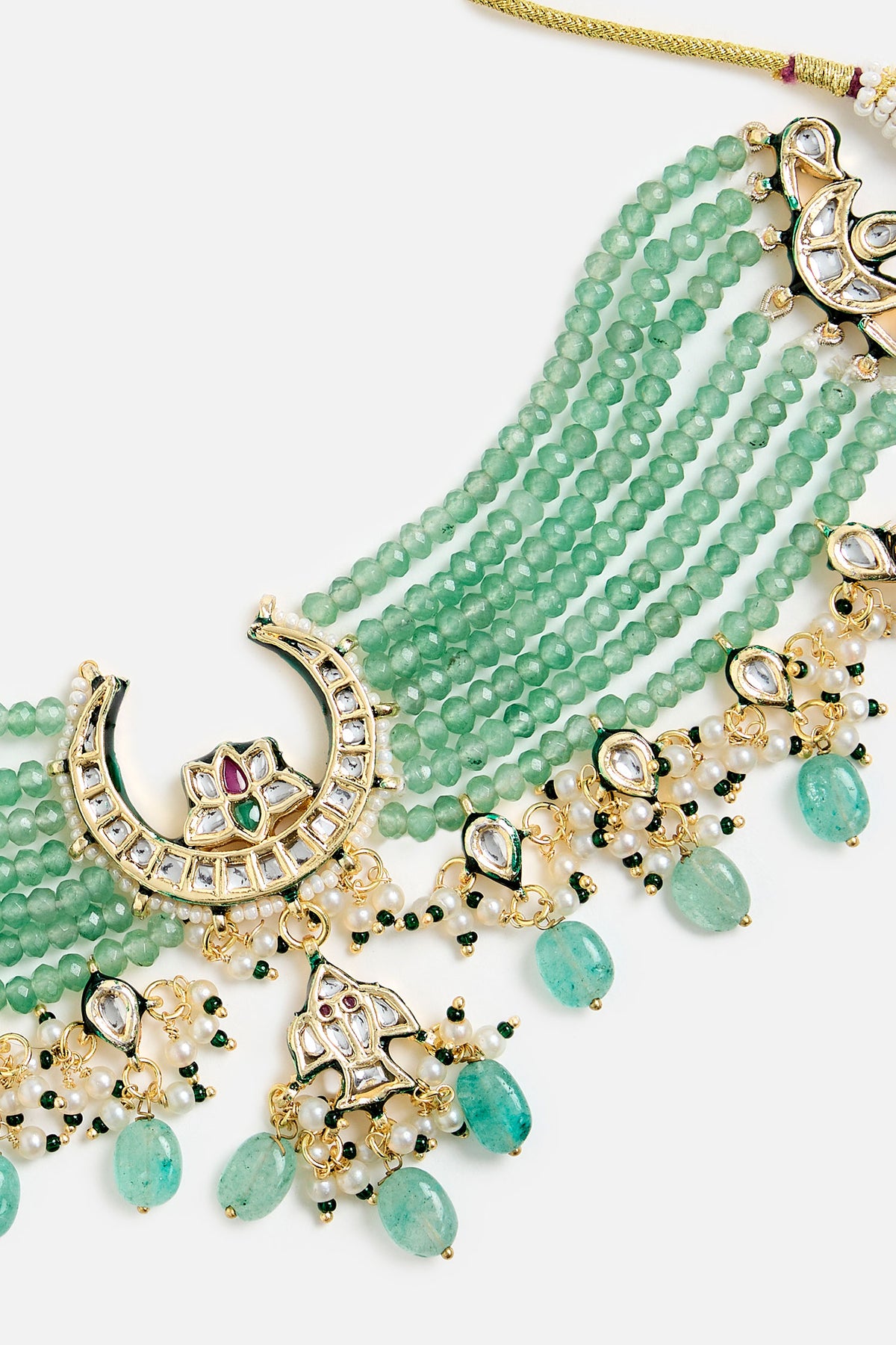 Green Beaded Kundan Choker Set 