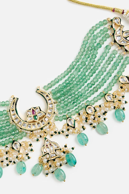 Green Beaded Kundan Choker Set 