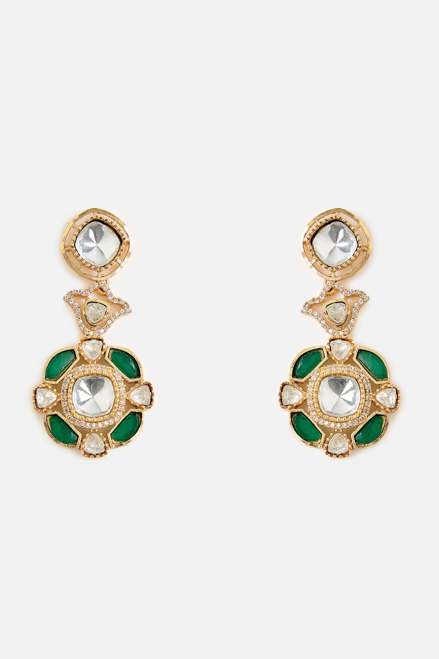 Gold & Emerald Kundan Necklace Set 