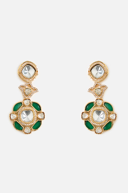 Gold & Emerald Kundan Necklace Set 