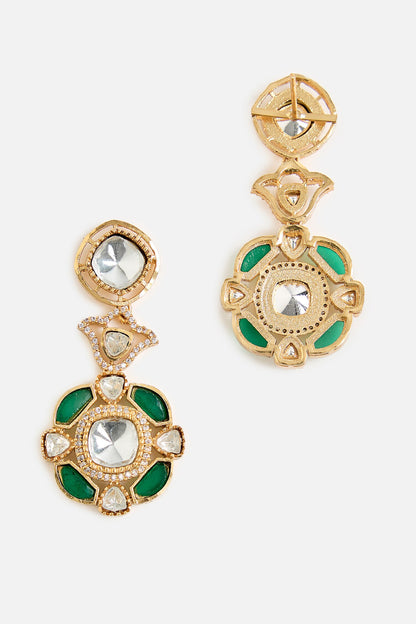 Gold & Emerald Kundan Necklace Set 