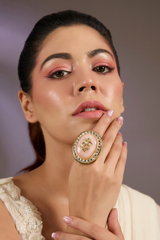 Oversized Kundan Statement Ring 
