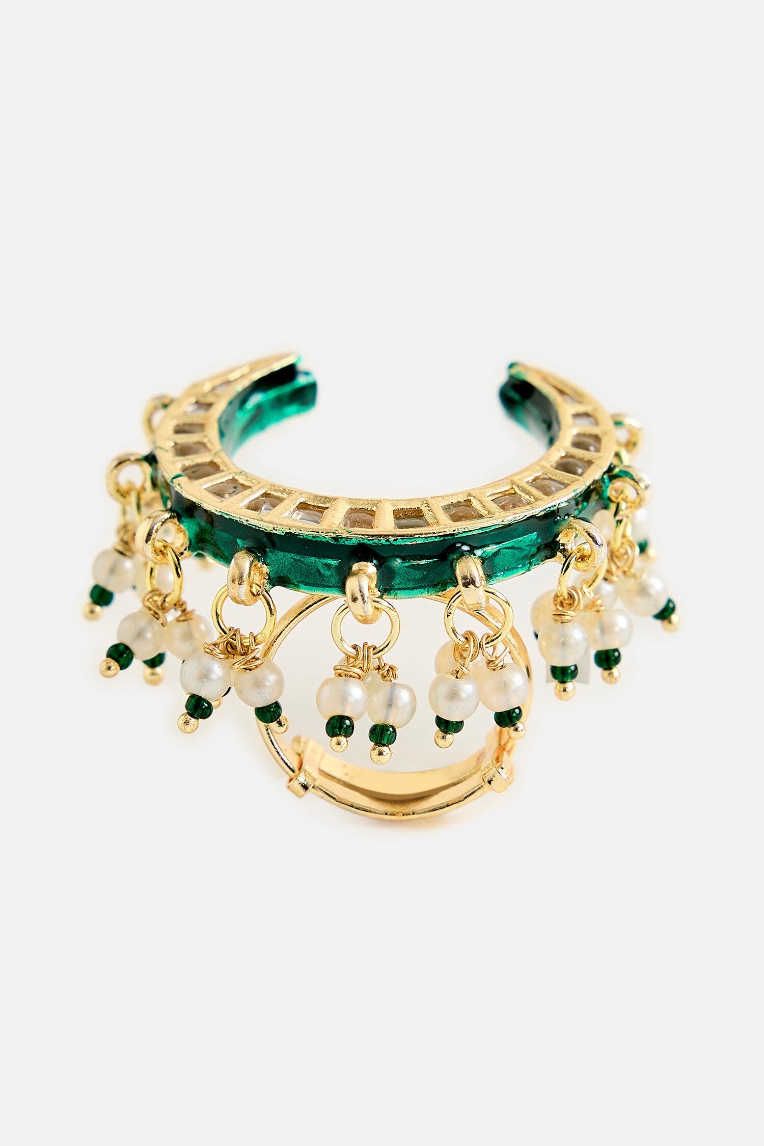 Crescent Kundan Statement Ring 