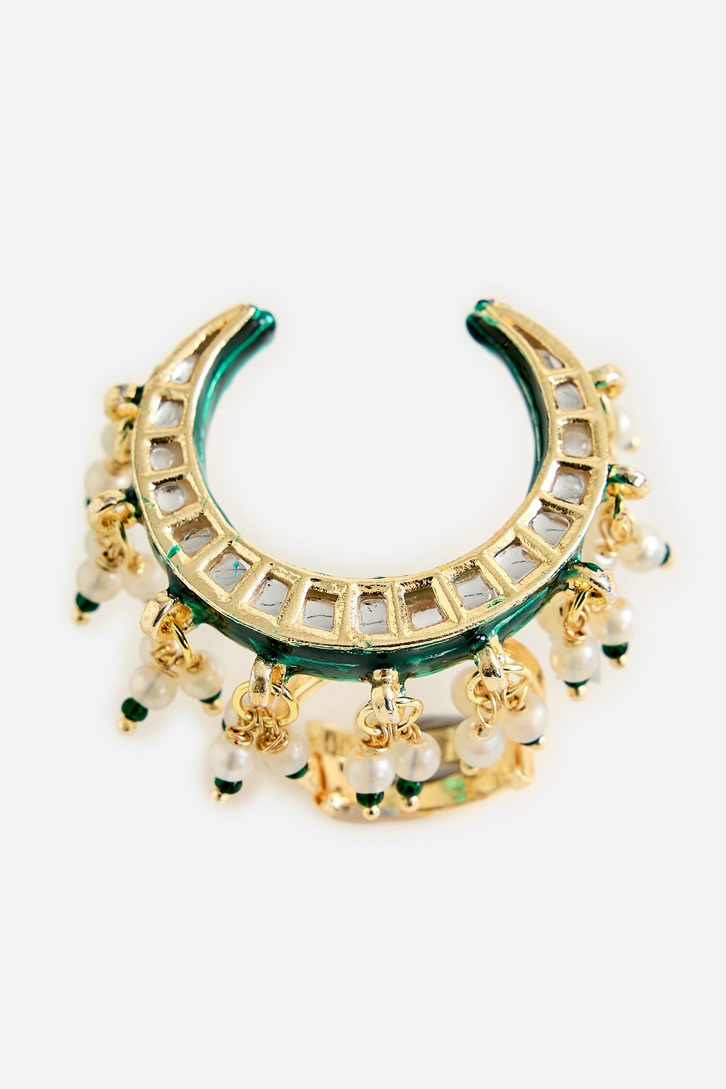 Crescent Kundan Statement Ring 