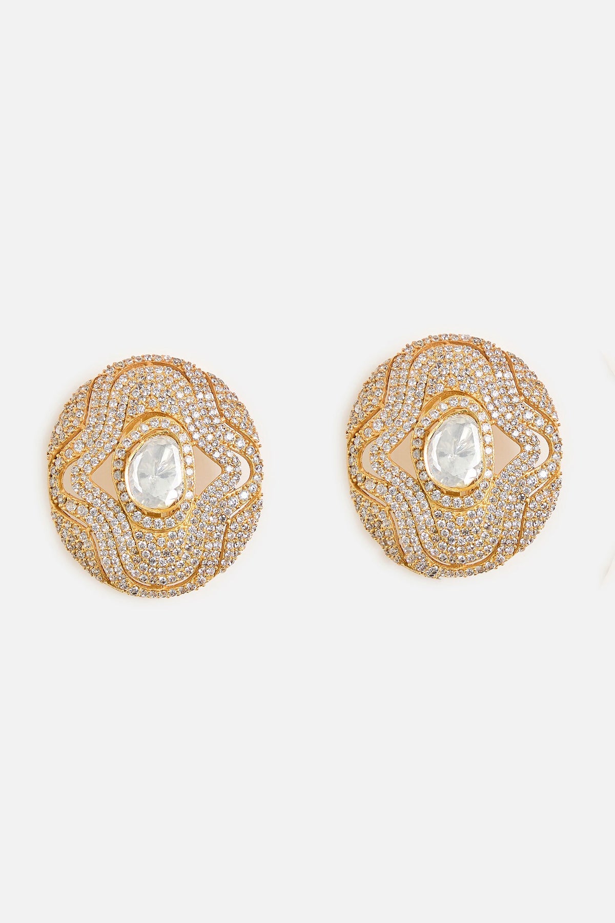 Floral Kundan Stud Earrings 