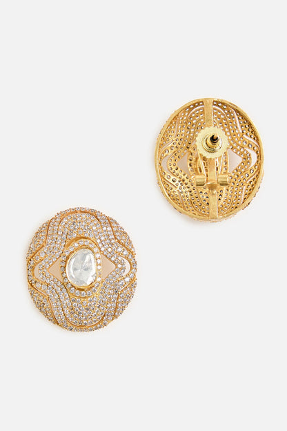 Floral Kundan Stud Earrings 