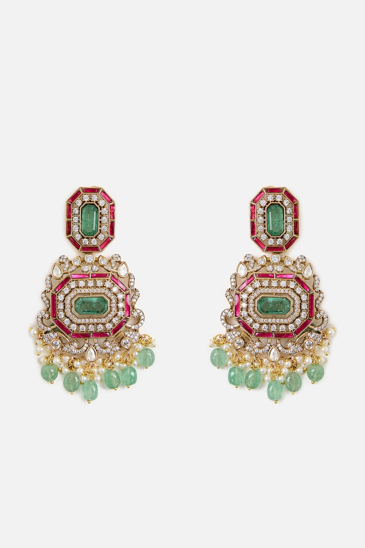 Regal Kundan & Emerald Statement Necklace Set 