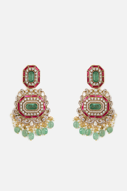 Regal Kundan & Emerald Statement Necklace Set 