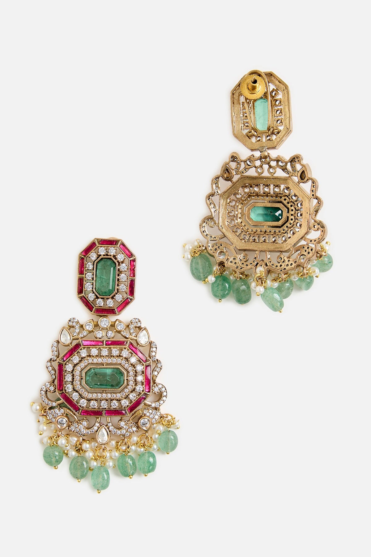 Regal Kundan & Emerald Statement Necklace Set 