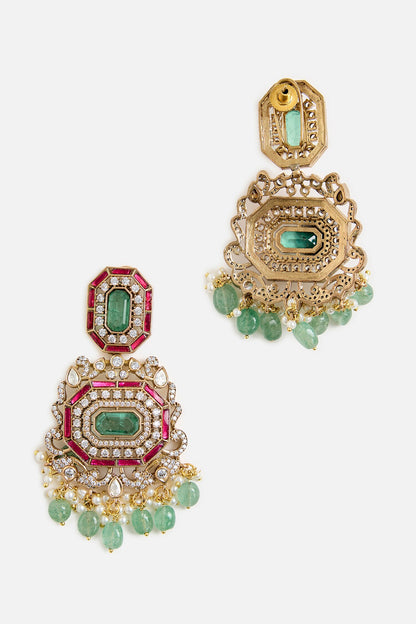 Regal Kundan & Emerald Statement Necklace Set 