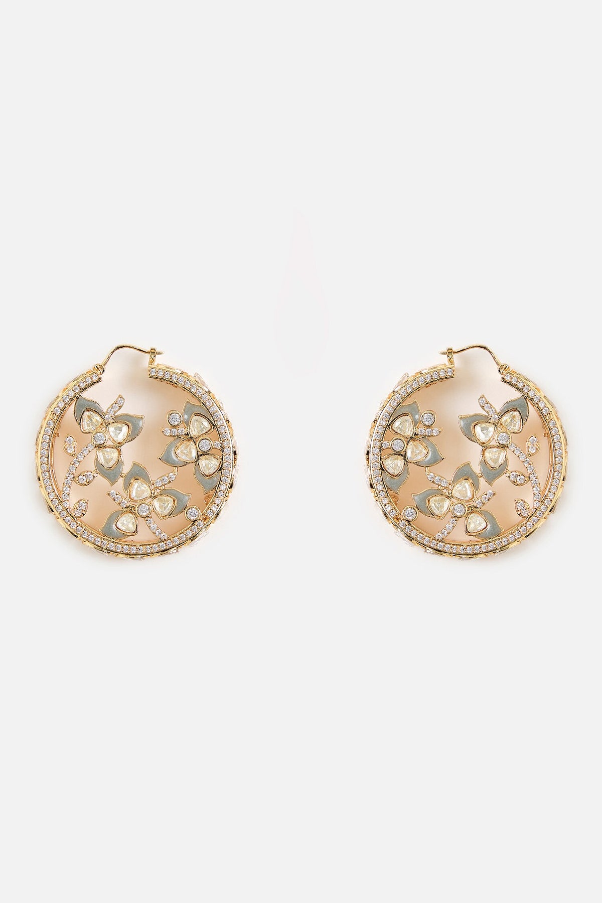 Gold Plated Kundan Drop Earrings 