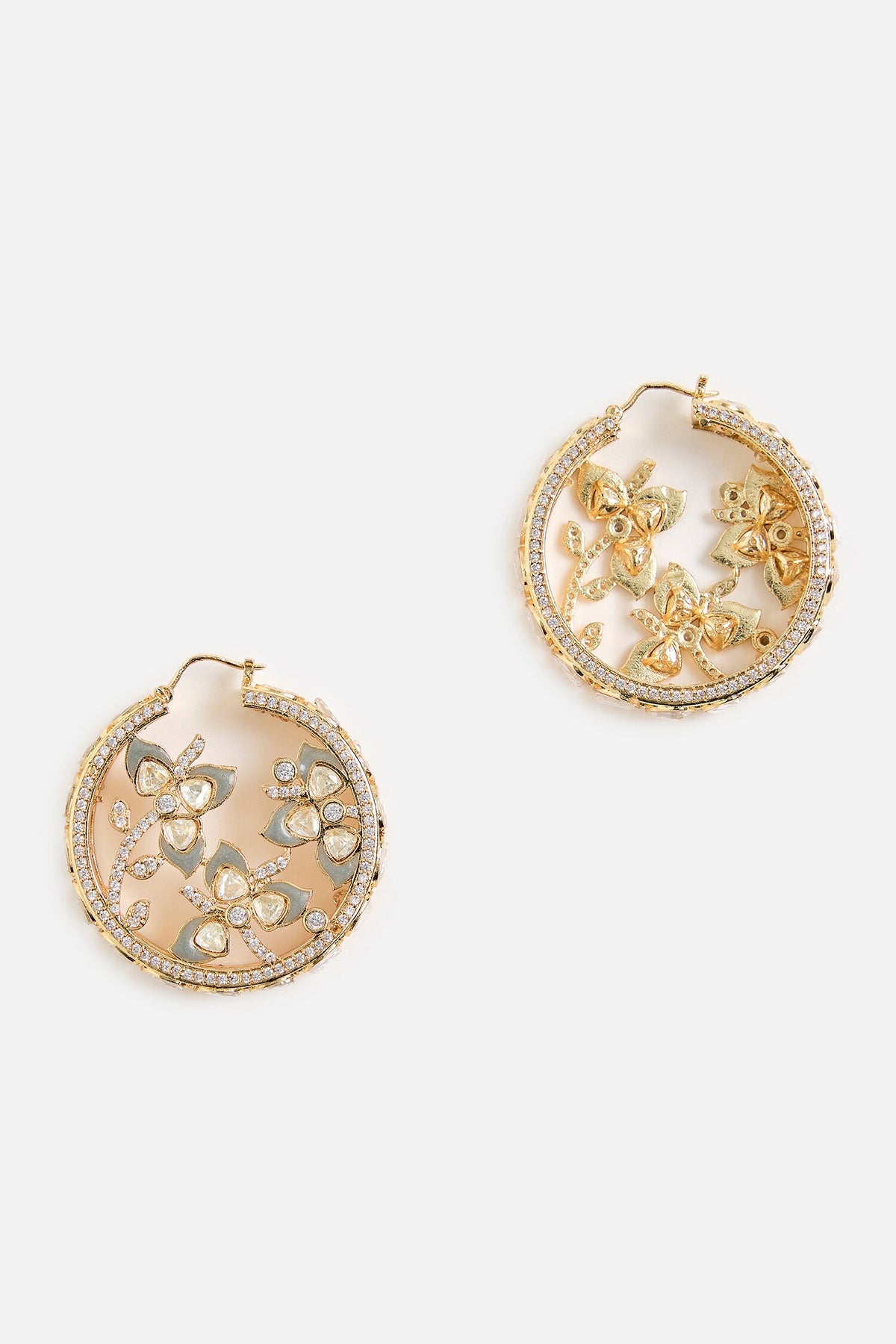 Gold Plated Kundan Drop Earrings 