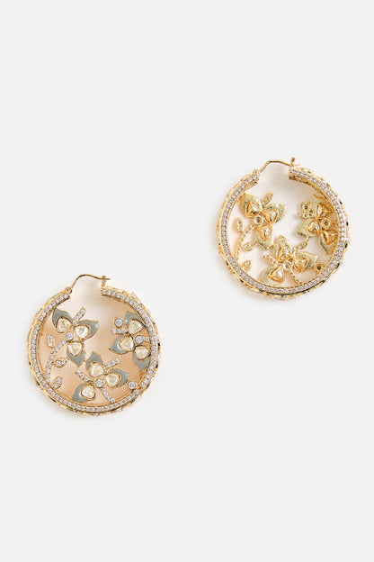 Gold Plated Kundan Drop Earrings 