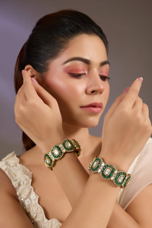 Green Stone Studded Bangles 