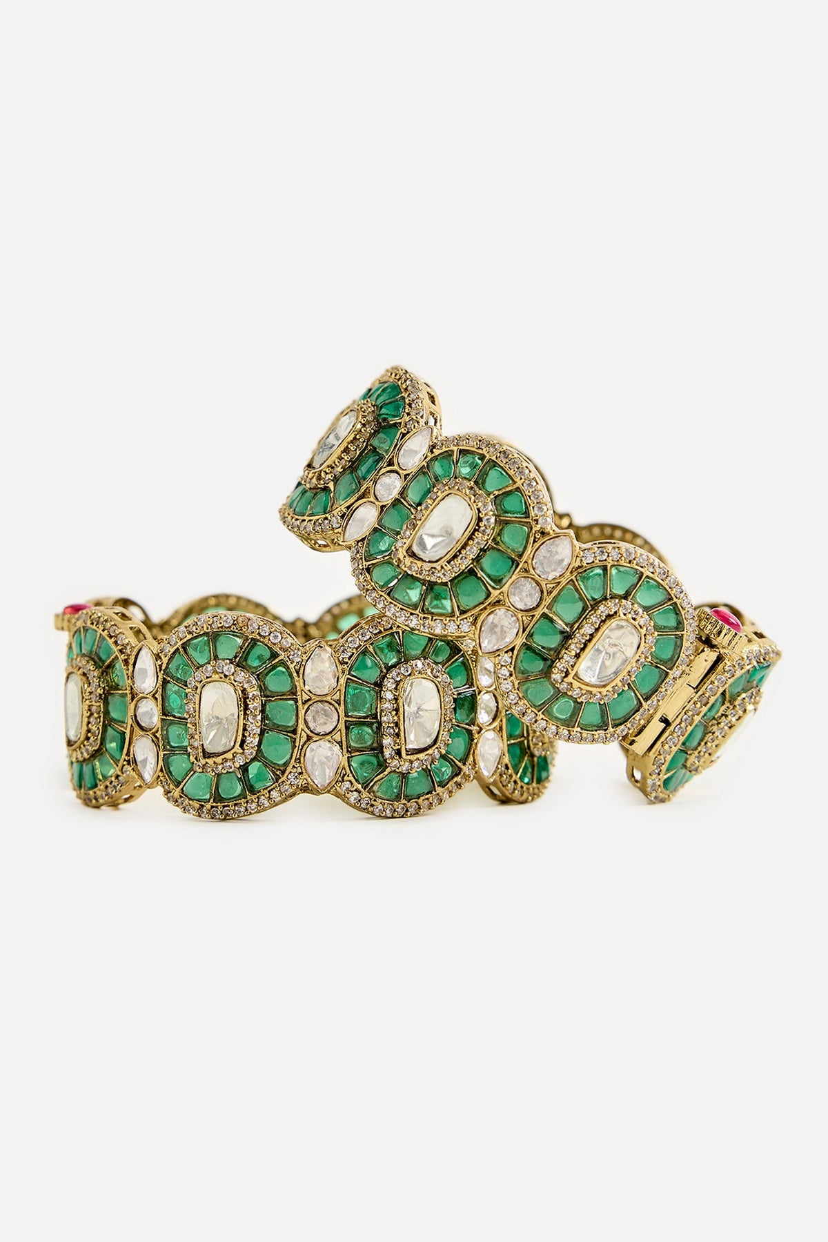 Green Stone Studded Bangles 