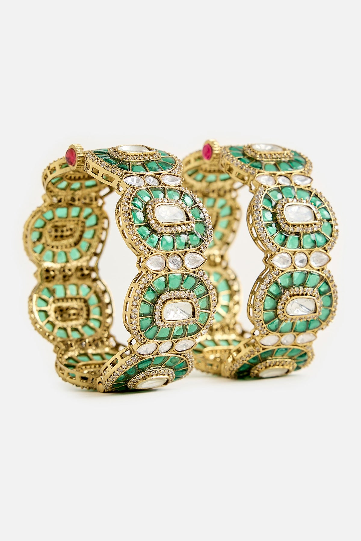 Green Stone Studded Bangles 