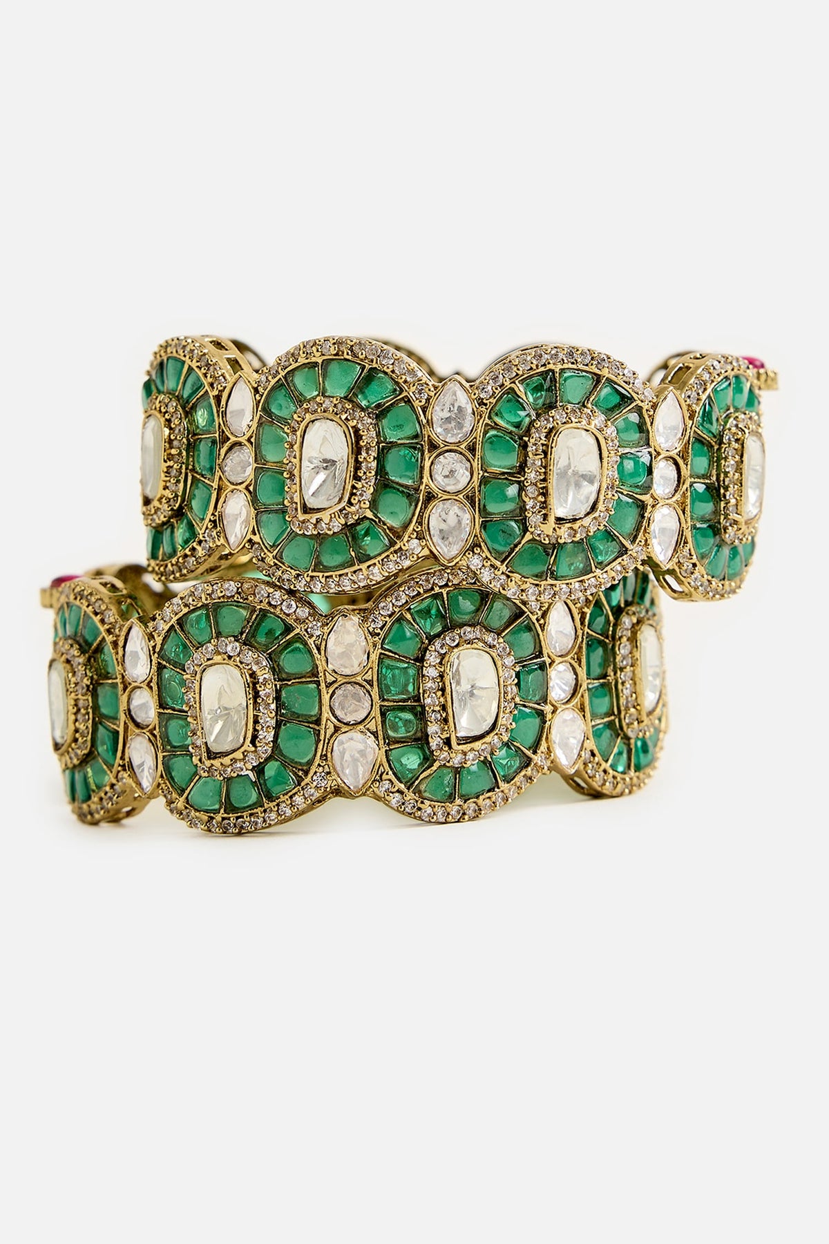 Green Stone Studded Bangles 