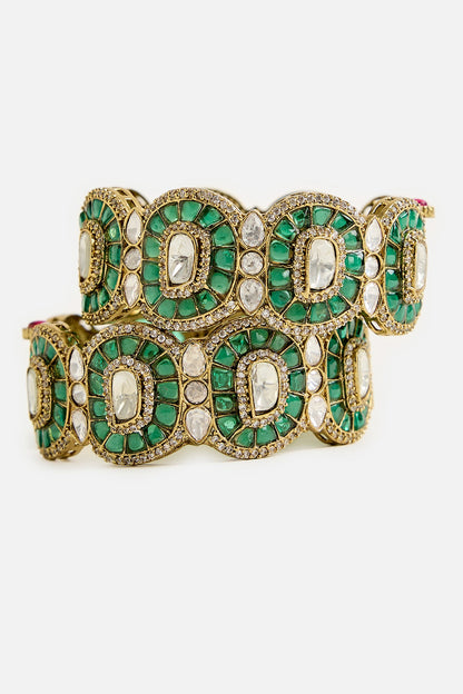Green Stone Studded Bangles 