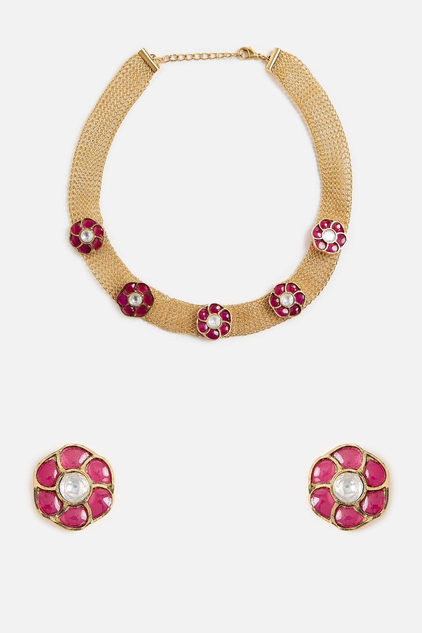 Ruby Stone Choker Necklace Set 