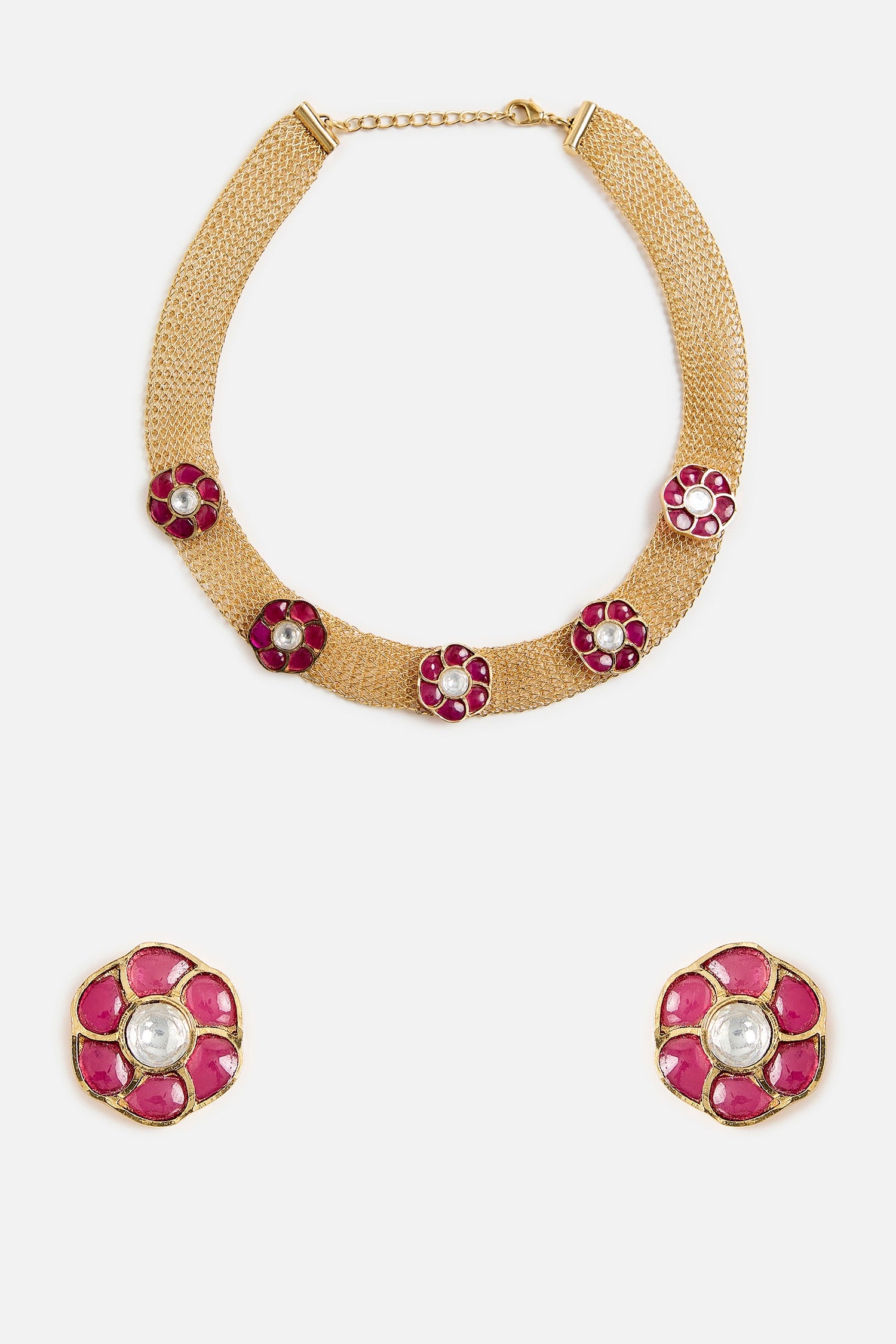 Ruby Stone Choker Necklace Set 