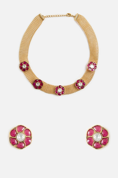 Ruby Stone Choker Necklace Set 