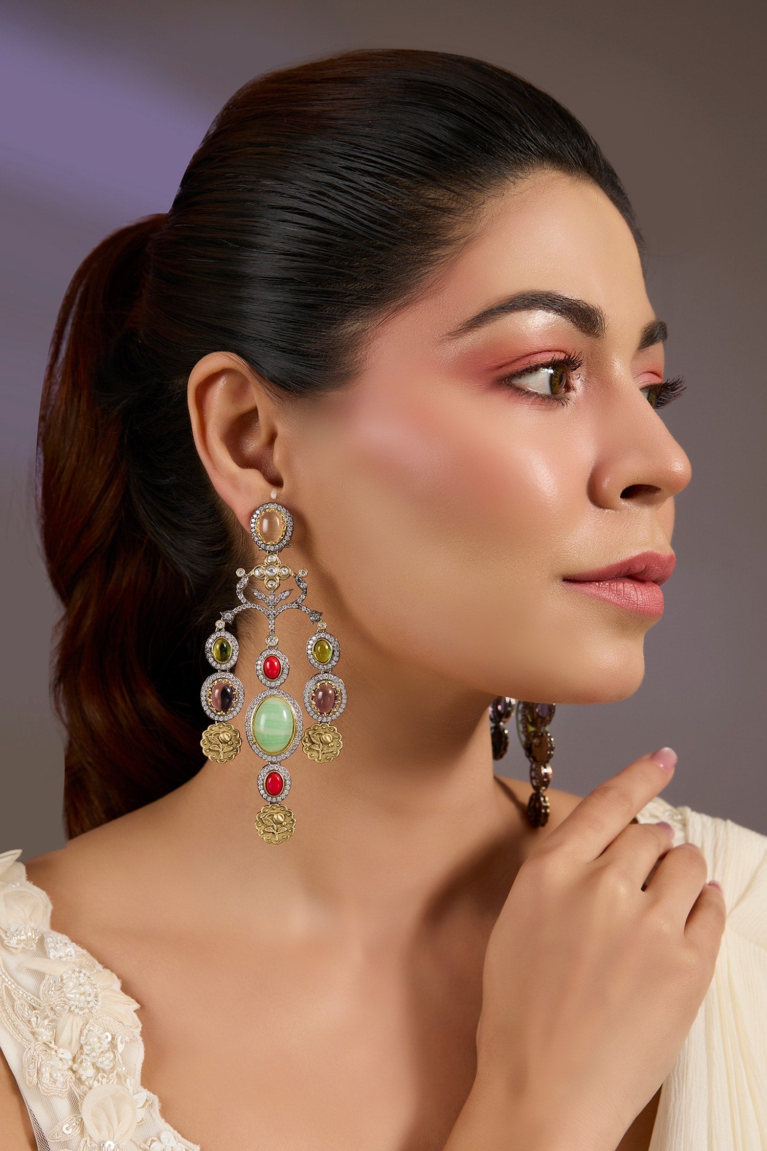Multicolor Statement Dangler Earrings 