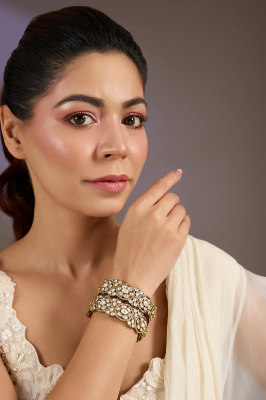 Moissanite Polki  Embellished Bangles 