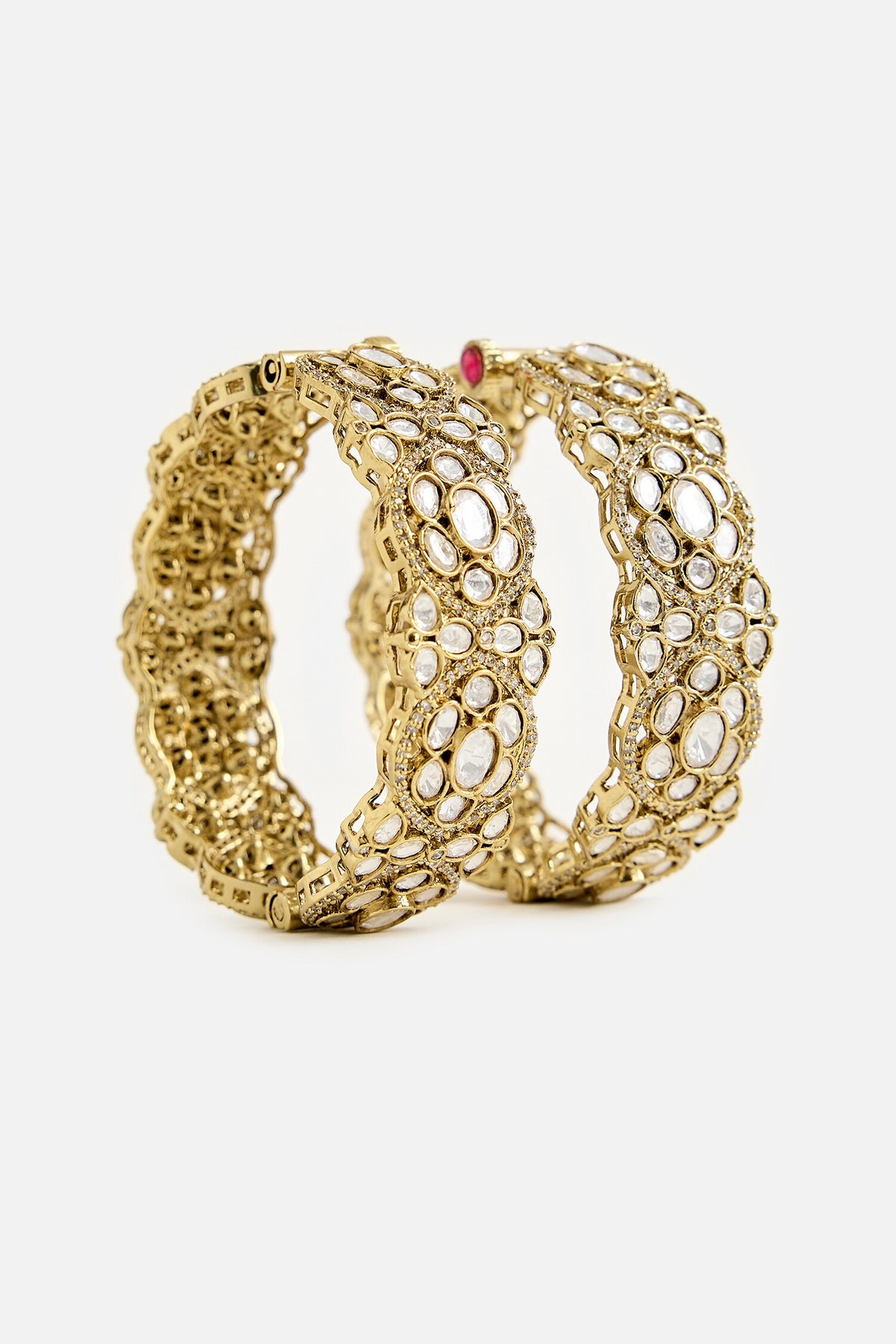 Moissanite Polki  Embellished Bangles 