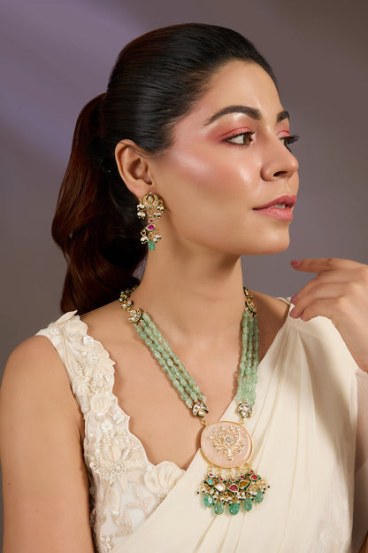 Elegant Green Beaded Necklace Set 