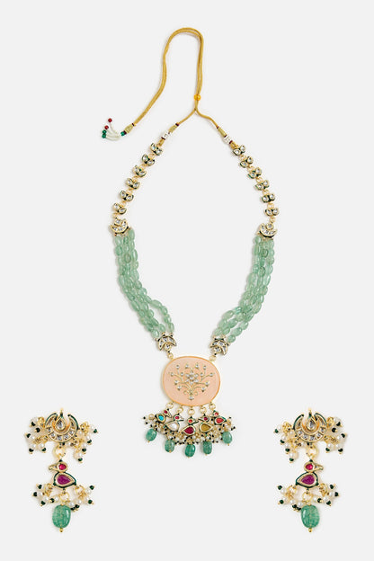 Elegant Green Beaded Necklace Set 