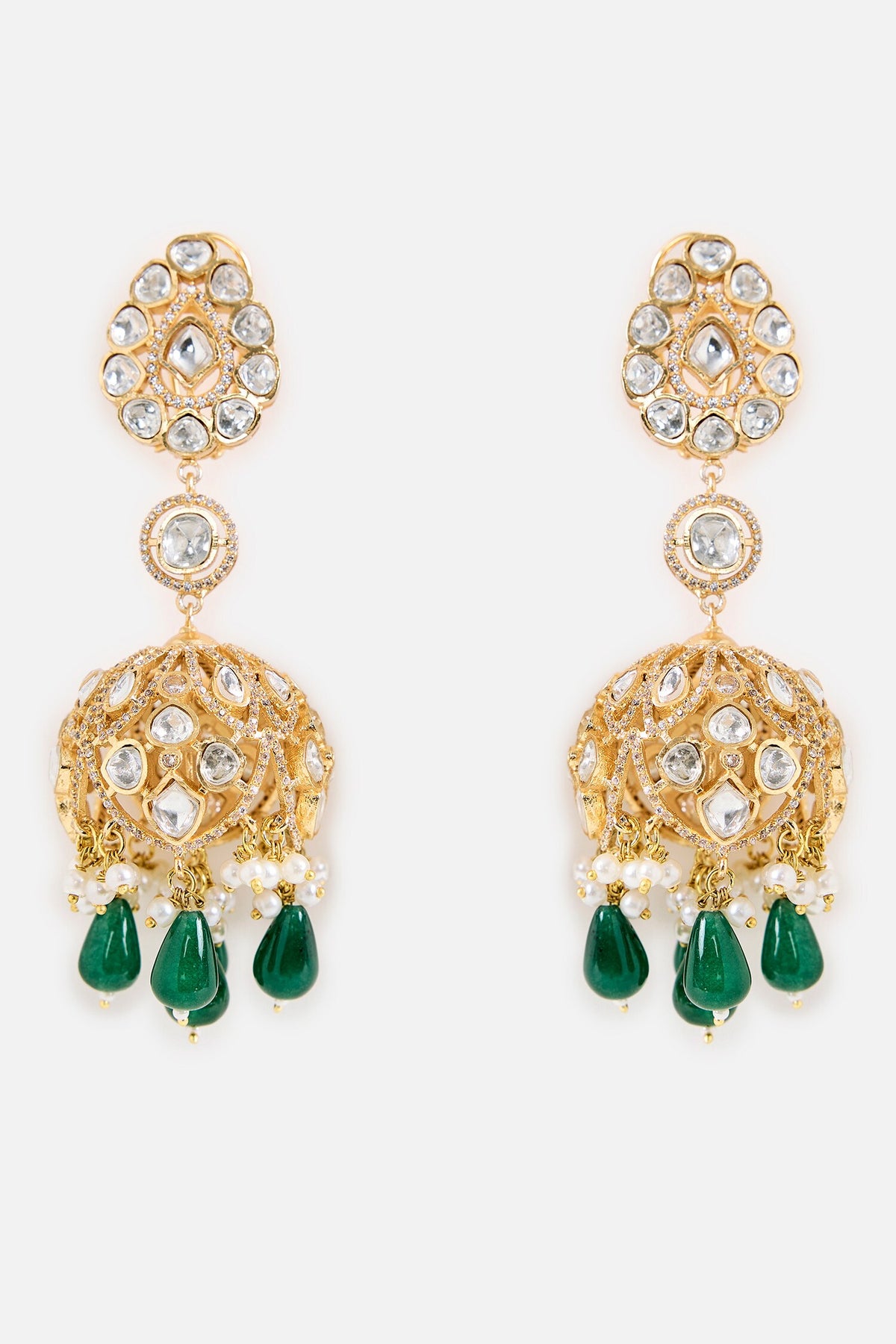 Emerald Green Drop Statement Earrings 