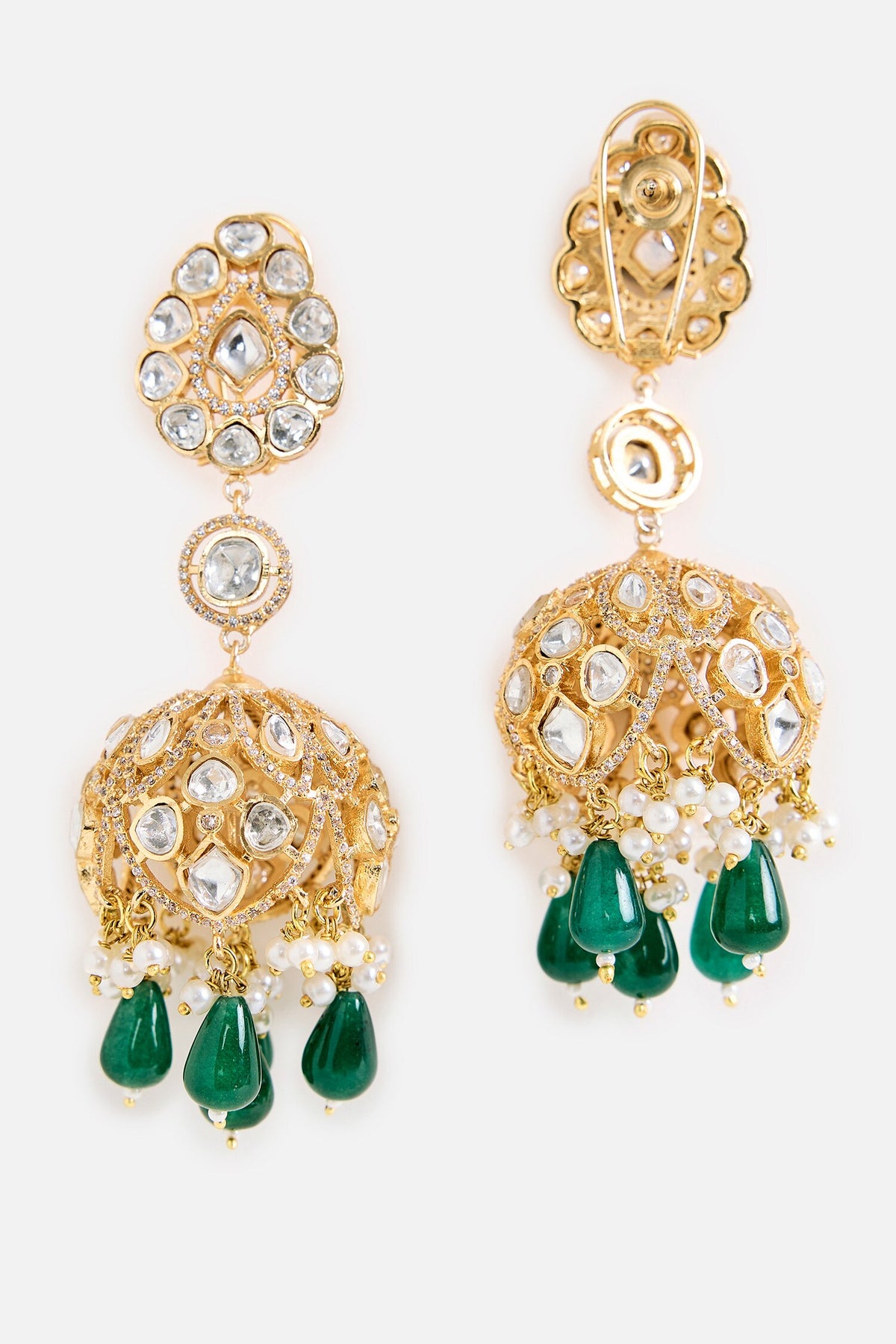 Emerald Green Drop Statement Earrings 