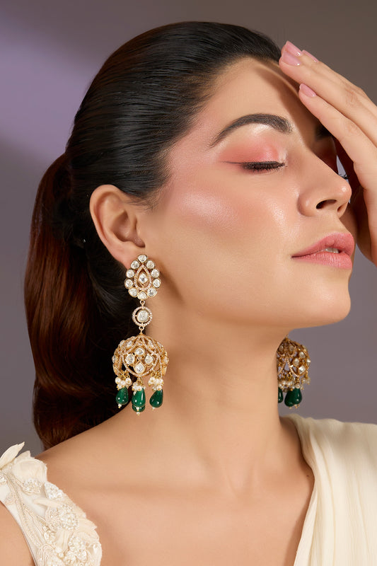 Emerald Green Drop Statement Earrings 