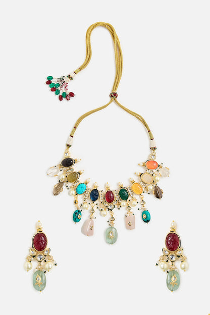 Multicolor Gemstone Choker Set 