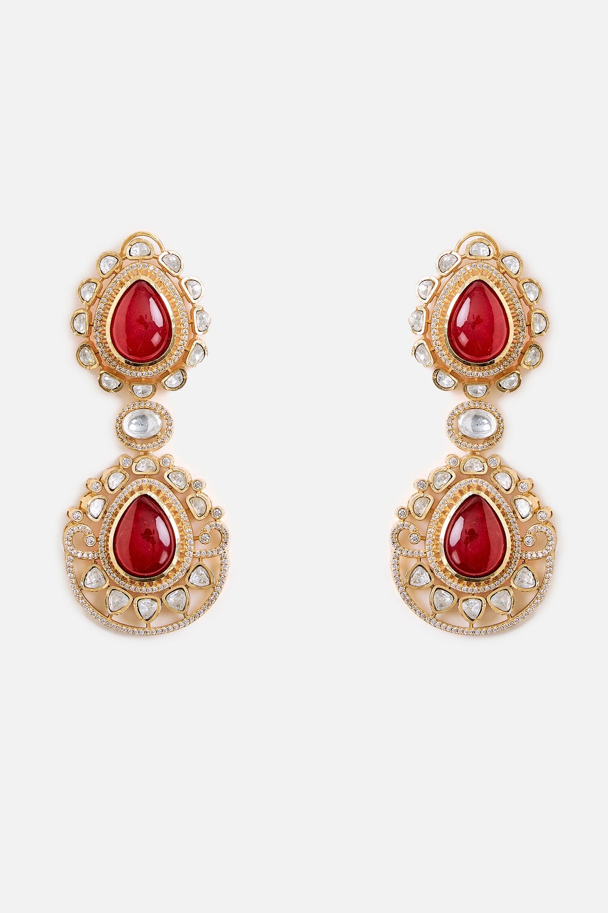 Ruby Red Statement Drop Earrings 