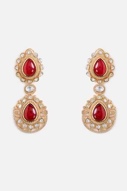 Ruby Red Statement Drop Earrings 