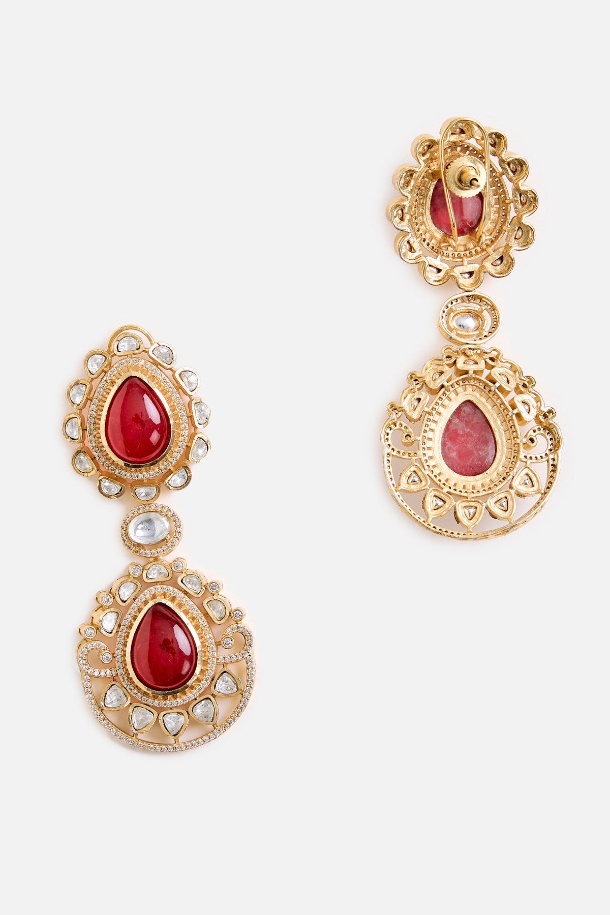Ruby Red Statement Drop Earrings 