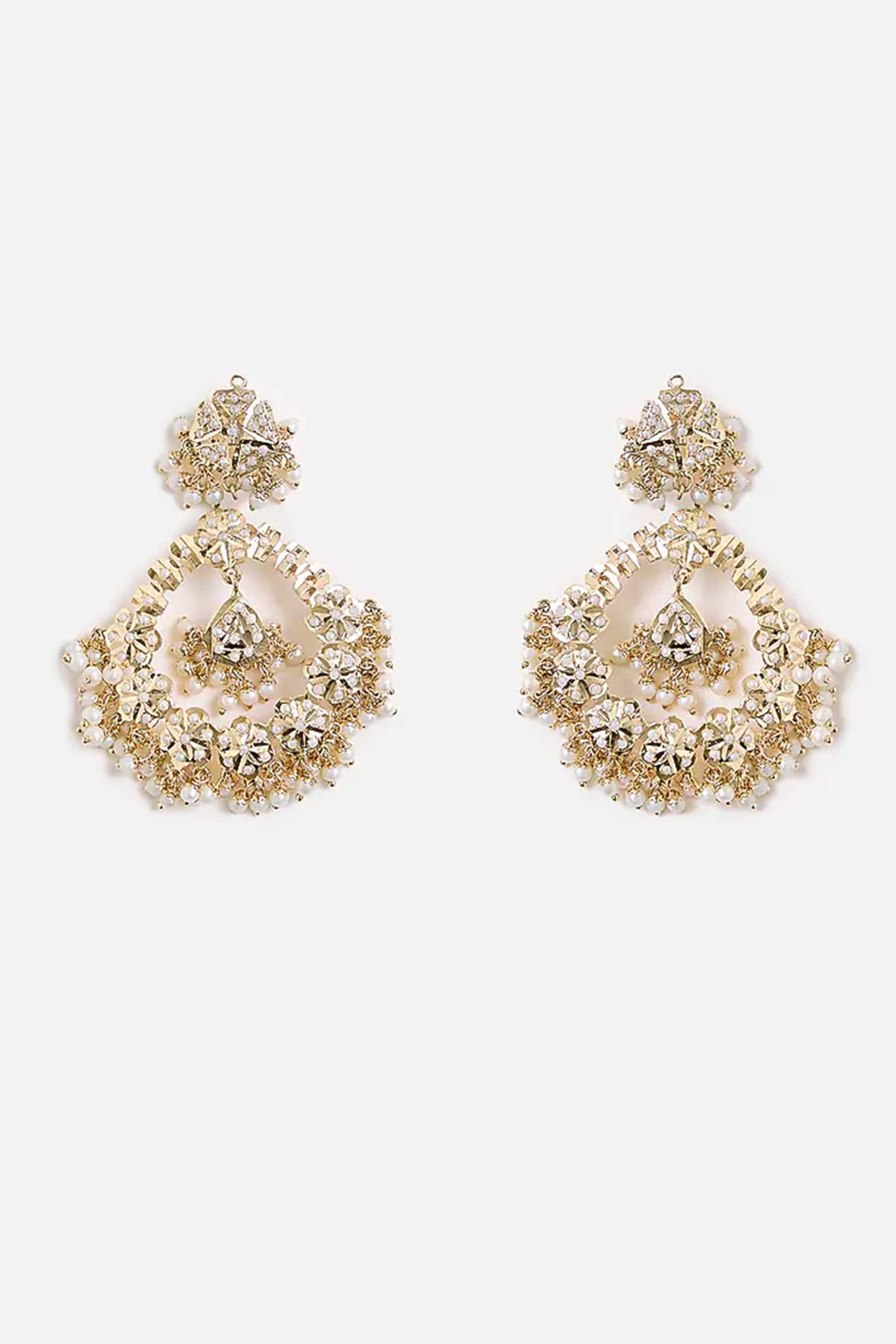 Handcrafted Pearl Cluster Statement Earrings 