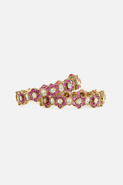 Ruby Kundan Embellished Bangles 