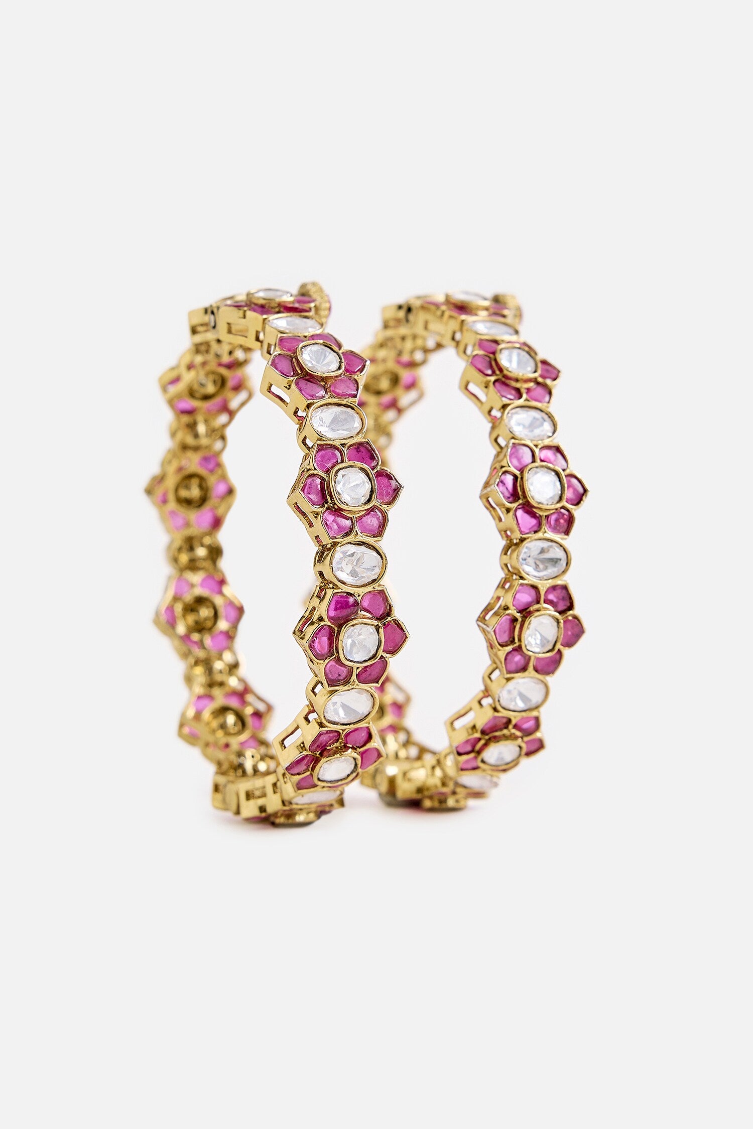 Ruby Kundan Embellished Bangles 