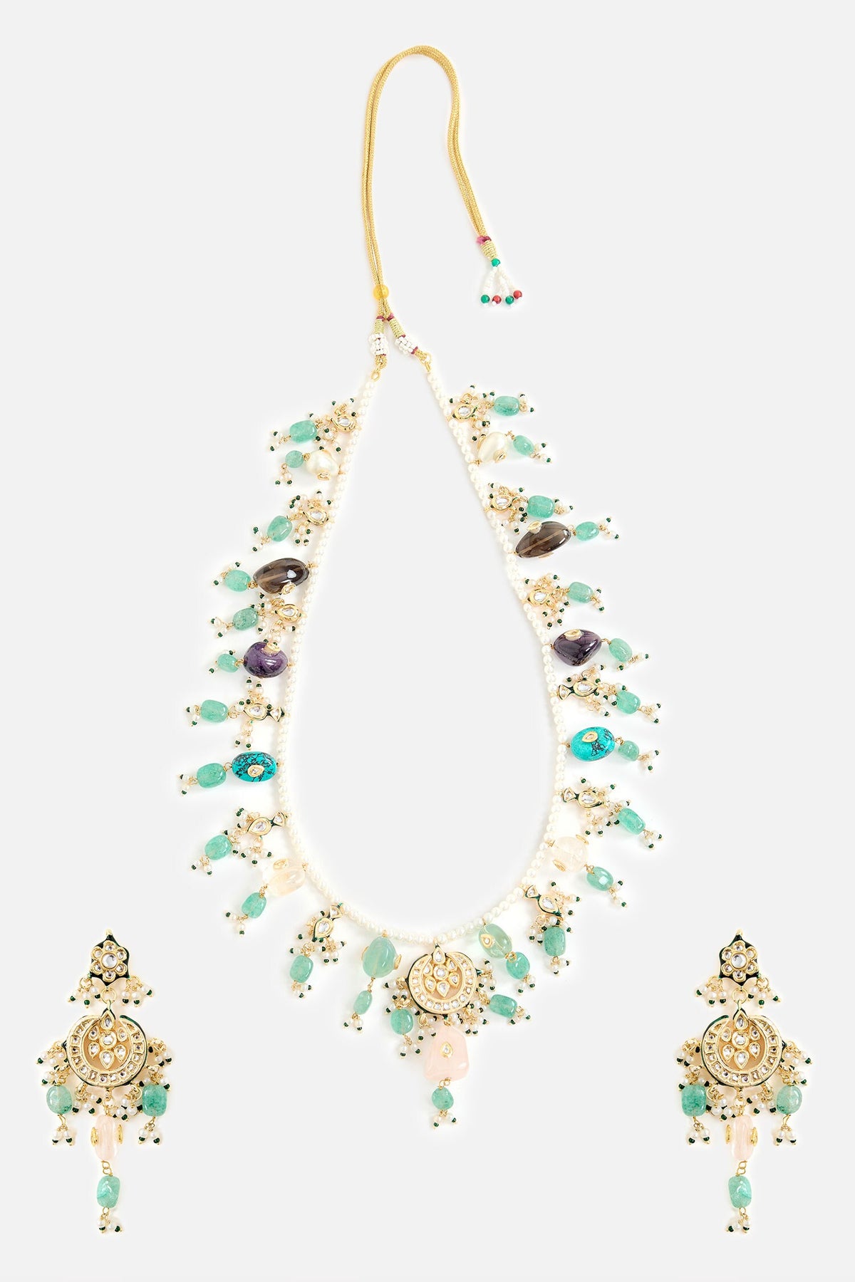 Floral Layered Embellished Necklace Set 