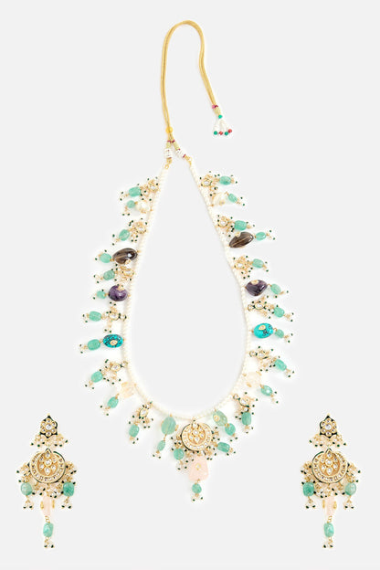 Floral Layered Embellished Necklace Set 
