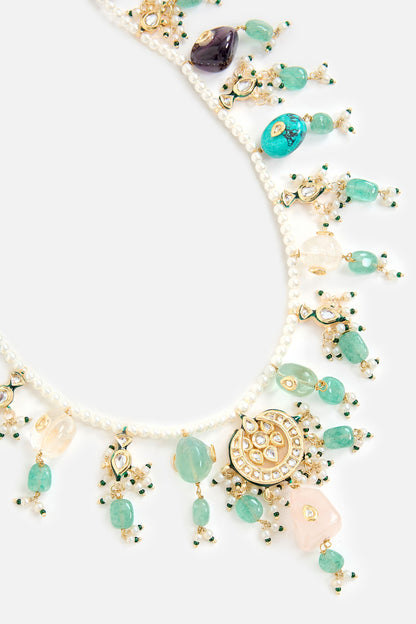 Floral Layered Embellished Necklace Set 