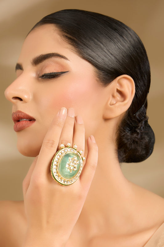 Stone & Pearl Embellished Ring 