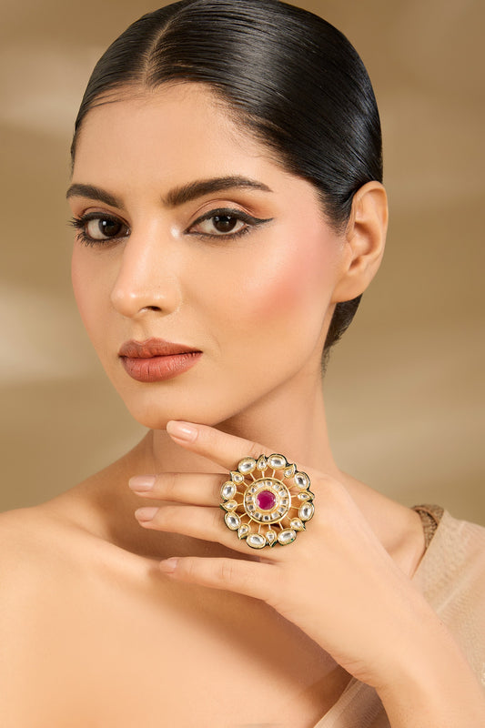 Stone & Kundan Studded Ring 