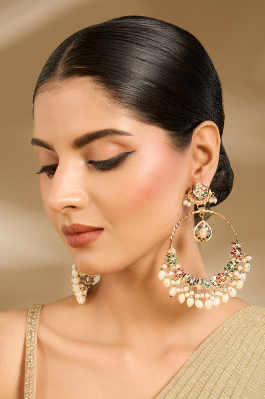 Stone & Pearl Embellished Earrings 